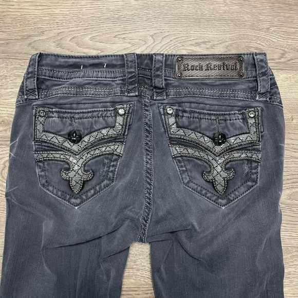 Rock Revival Jeans Womens Size 26 Teyla Skinny Low Rise Grey Denim - Picture 8 of 14